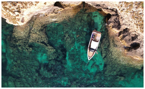 Aerial view of boat