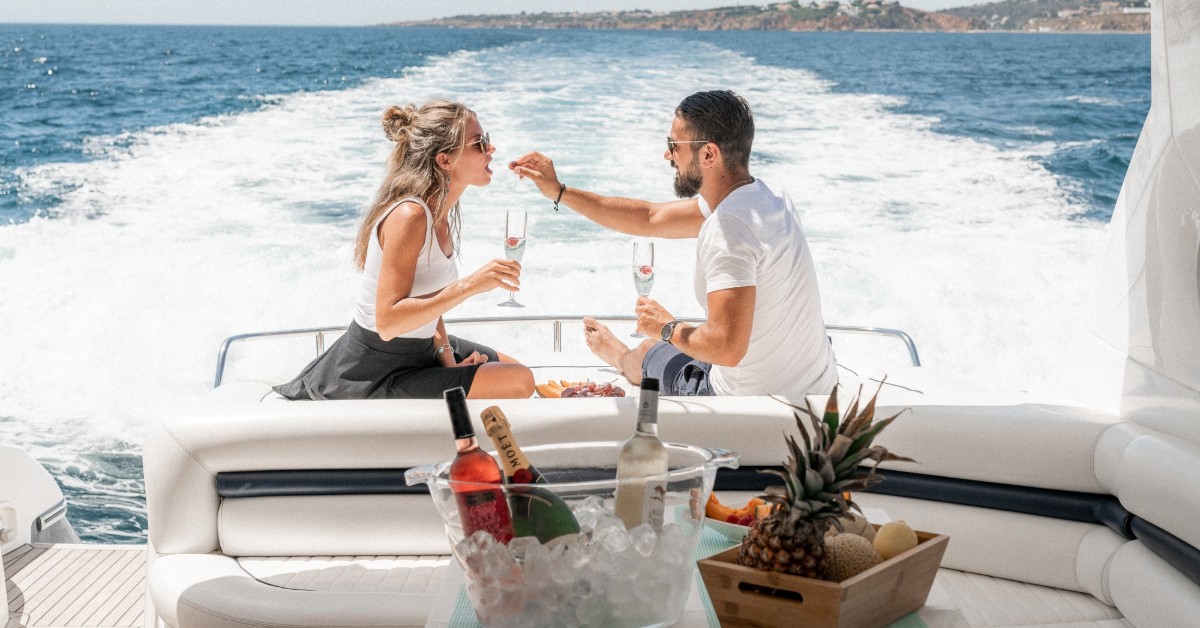 Friends with flamingo floats